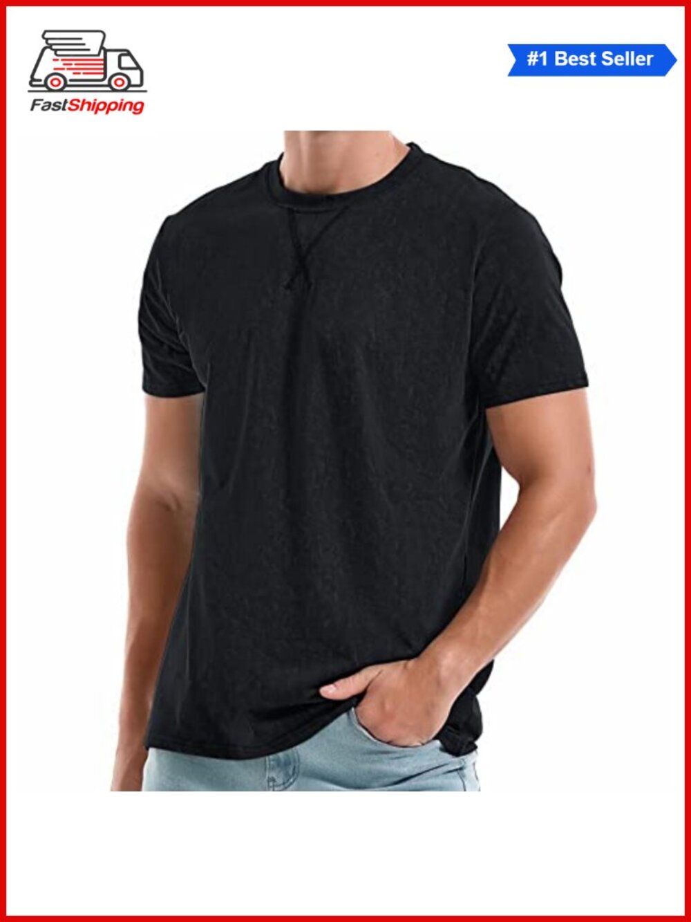 ✨ Men's Premium Cotton Crew Neck Tee Fitted Short Sleeve Casual Summer Top